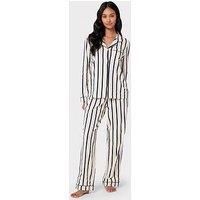 Chelsea Peers Cotton Cream & Navy Stripe Print Long Pyjama Set
