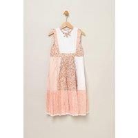Miss Girl's Patch Work Dress with Frill Sleeve in Pink | Size: 3 Years