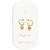 Katie Loxton Happiness Coin 18-Karat Gold-Plated Hoop Earrings