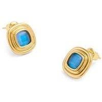 Katie Loxton Sofia Azure Button Waterproof Gold Stud Earrings