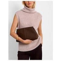 Katie Loxton Laila Faux Suede Clutch - Chocolate Faux Suede