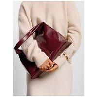 Katie Loxton Laila Patent Crackle Slouch Shoulder Bag - Cherry Crackle Pu