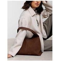 Katie Loxton Laila Faux Suede Shoulder Bag - Dark Chocolate Faux Suede