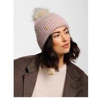 Katie Loxton Knitted Pom Pom Hat - Dusty Pink