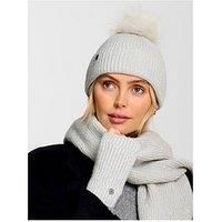 Katie Loxton Sequin Pom Pom Hat - Pale Grey
