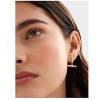 Katie Loxton Themis T-Bar Earrings , Gold Coated , 1.9Cm X 2Cm X 0.6Cm