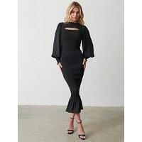 Pretty Lavish Elise Cut Out Shirred Midaxi Dress - Black