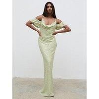 Pretty Lavish Nia Draped Cold Shoulder Maxi Dress - Pistachio