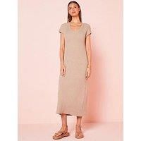 Pretty Lavish Rose Round Neck Knit Midaxi - Beige