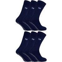 THMO Men's 6 Pairs Thermal Indoor Slipper Socks with Grips in Navy | Size: 6-11