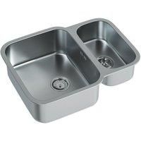 ETAL Nur 1.5 Bowl Stainless Steel Undermount Kitchen Sink Satin Steel Reversible 590mm x 460mm (816VN)