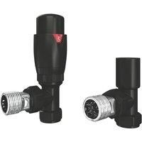 ETAL Danva Black Angled Thermostatic TRV and Lockshield 15mm x 1/2" (749VV)