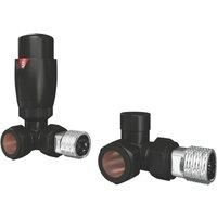ETAL Danva Black Corner Thermostatic TRV and Lockshield 15mm x 1/2" (583VV)