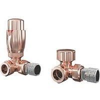 ETAL Danva Copper Corner Thermostatic TRV & Lockshield 15mm x 1/2" (333RT)