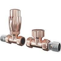 ETAL Danva Copper Straight Thermostatic TRV & Lockshield 15mm x 1/2" (463RT)