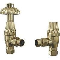 ETAL Ealing Wood Angled Thermostatic TRV & Lockshield 15mm x 1/2" (744RT)