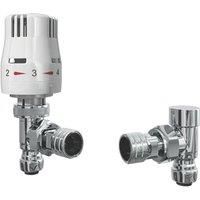 ETAL White Angled Thermostatic TRV and Lockshield 10mm x 1/2" (819VV)
