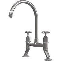 ETAL Alton Deck-Mounted Cross Head Bridge Mixer Pewter (879JL)