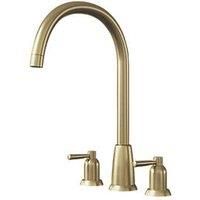 ETAL Cuthbert Dual Lever 3 Tap-Hole Kitchen Tap Brushed Brass (107JL)