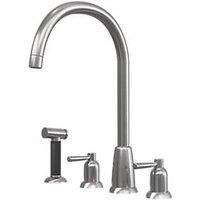 ETAL Cuthbert Dual Lever 4 Tap-Hole Kitchen Tap with Rinse Brushed Nickel (324JL)