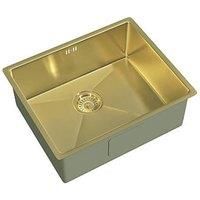 ETAL Elite 1 Bowl Stainless Steel Inset / Undermount Kitchen Sink Brushed Brass 540mm x 205mm (870JL)