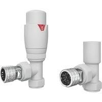 ETAL DANVA White Angled Thermostatic TRV and Lockshield 15mm x 1/2" (709VV)