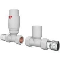 ETAL Danva White Straight Thermostatic TRV & Lockshield 15mm x 1/2" (633VV)