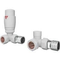 ETAL Danva White Corner Thermostatic TRV and Lockshield 15mm x 1/2" (988VV)