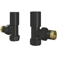 ETAL Rise Black Angled Manual Round Radiator Valves 15mm x 1/2" 2 Pack (557VV)