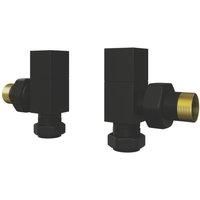 ETAL Swelt Black Angled Manual Square Radiator Valves Pack 15mm x 1/2" 2 Pack (613VV)
