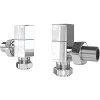 ETAL Swelt Chrome Angled Manual Square Radiator Valves Pack 15mm x 1/2" 2 Pack (542VV)