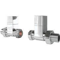 ETAL Swelt Chrome Straight Manual Square Radiator Valves 15mm x 1/2" 2 Pack (839VV)