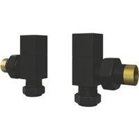 ETAL Swelt Black Angled Manual Square Radiator Valves 15mm x 1/2" 2 Pack (739VV)