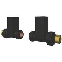 ETAL Swelt Black Straight Manual Square Radiator Valves 15mm x 1/2" 2 Pack (657VV)