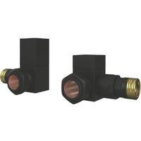 ETAL Swelt Black Corner Manual Square Radiator Valves 15mm x 1/2" 2 Pack (289VV)