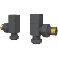 ETAL Swelt Anthracite Angled Manual Square Radiator Valves 15mm x 1/2" 2 Pack (803VV)