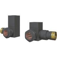 ETAL Swelt Anthracite Corner Manual Square Radiator Valves 15mm x 1/2" 2 Pack (515VV)