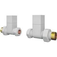 ETAL Swelt White Straight Manual Square Radiator Valves 15mm x 1/2" 2 Pack (933VV)