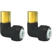 ETAL Brass Push-Fit Reducing 90 Matt Black Stem Elbow F 10mm x M 15mm 2 Pack (981YU)