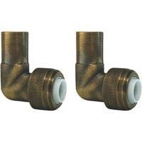 ETAL Brass Push-Fit Reducing 90 Antique Brass Stem Elbow F 10mm x M 15mm 2 Pack (230YU)