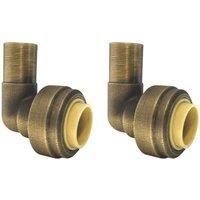 ETAL Brass Push-Fit Equal 90 Brushed Brass Stem Elbow 15mm 2 Pack (221YU)