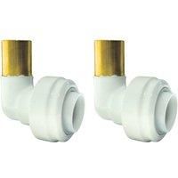 ETAL Brass Push-Fit Equal 90 White Stem Elbow 15mm 2 Pack (277YU)
