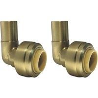 ETAL Brass Push-Fit Equal 90 Antique Brass Stem Elbow 15mm 2 Pack (600YU)