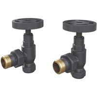ETAL Rotor 15mm x 1/2" Anthracite Angled Designer Manual Radiator Valve Head & Body 2 Pack (519YU)