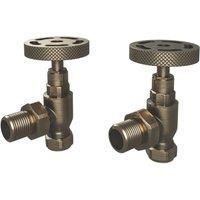 ETAL Rotor 10mm x 1/2" Antique Brass Angled Designer Manual Radiator Valve Head & Body 2 Pack (731YU)
