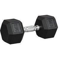 Homcom 12.5Kg Single Rubber Hex Dumbbell Portable Hand Weights Dumbbell Home Gym