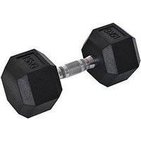 Homcom 15Kg Single Rubber Hex Dumbbell Portable Hand Weights Dumbbell Home Gym
