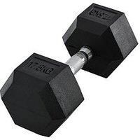 Homcom 17.5Kg Single Rubber Hex Dumbbell Portable Hand Weights Dumbbell Home Gym