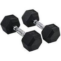 Homcom 2X8Kg Hex Dumbbell Rubber Weights Sets Hexagonal Gym Fitness Lifting Home
