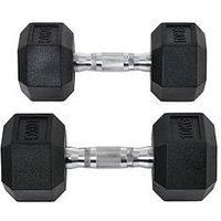 Homcom 2X10Kg Hex Dumbbells Set Rubber Dumbbells Weight Lifting Equipment Fitness Home Gym